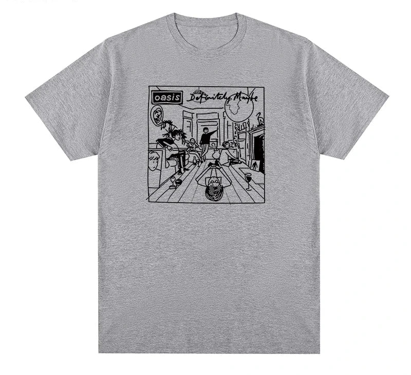 Oasis - Cartoon of Definitely Maybe Cover GRAY S2f164563497d4722b27163c37adb1c50e Vintage Sounds T-Shirts T-Shirt