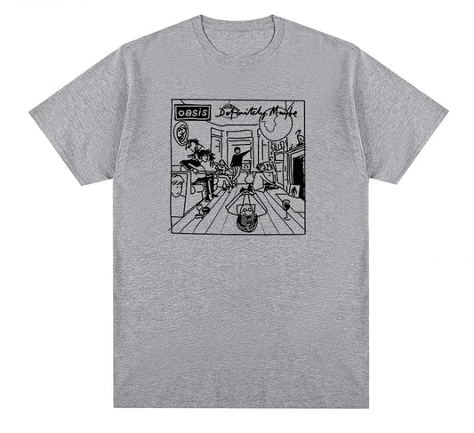 Oasis - Cartoon of Definitely Maybe Cover GRAY S2f164563497d4722b27163c37adb1c50e Vintage Sounds T-Shirts T-Shirt