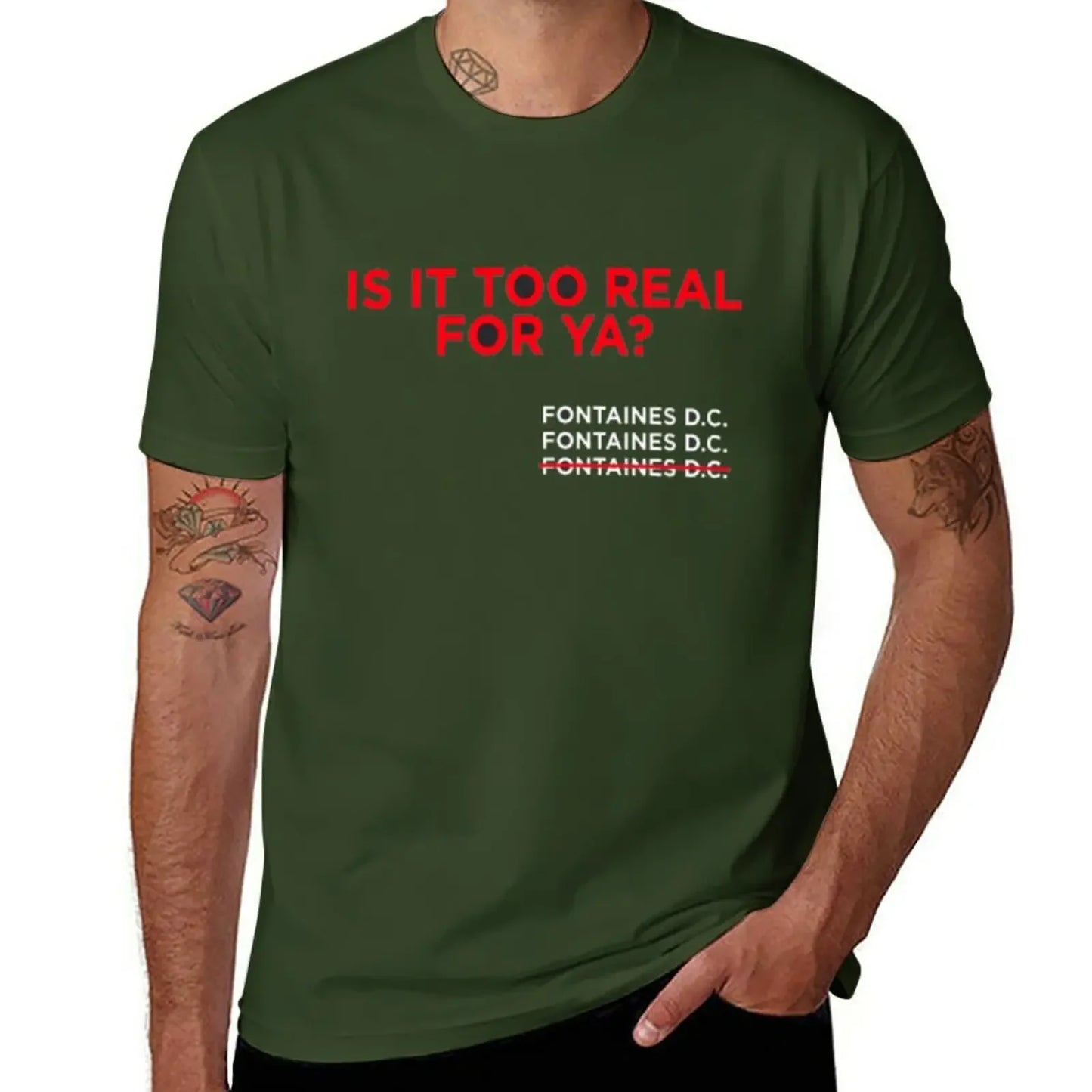 Fontaines DC : Is It Too Real For Ya?-T-Shirt Army Green S9fde91a13844409697f276bb18160e9bc Vintage Sounds T-Shirts