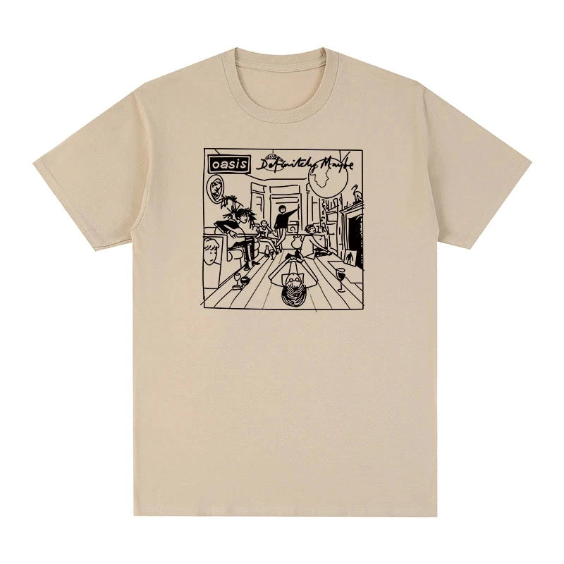 Oasis - Cartoon of Definitely Maybe Cover Khaki Sb73e4d5fb4cb4d388666027dc8928dafa Vintage Sounds T-Shirts T-Shirt
