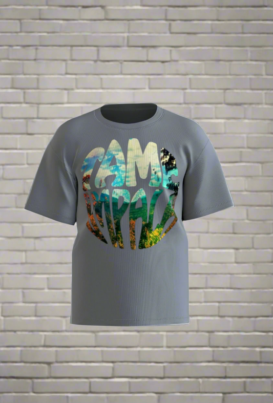 Tame Impala t-shirt with psychedelic nature logo on grey fabric