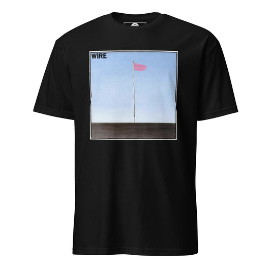 Wire Pink Flag graphic T-shirt front on black cotton