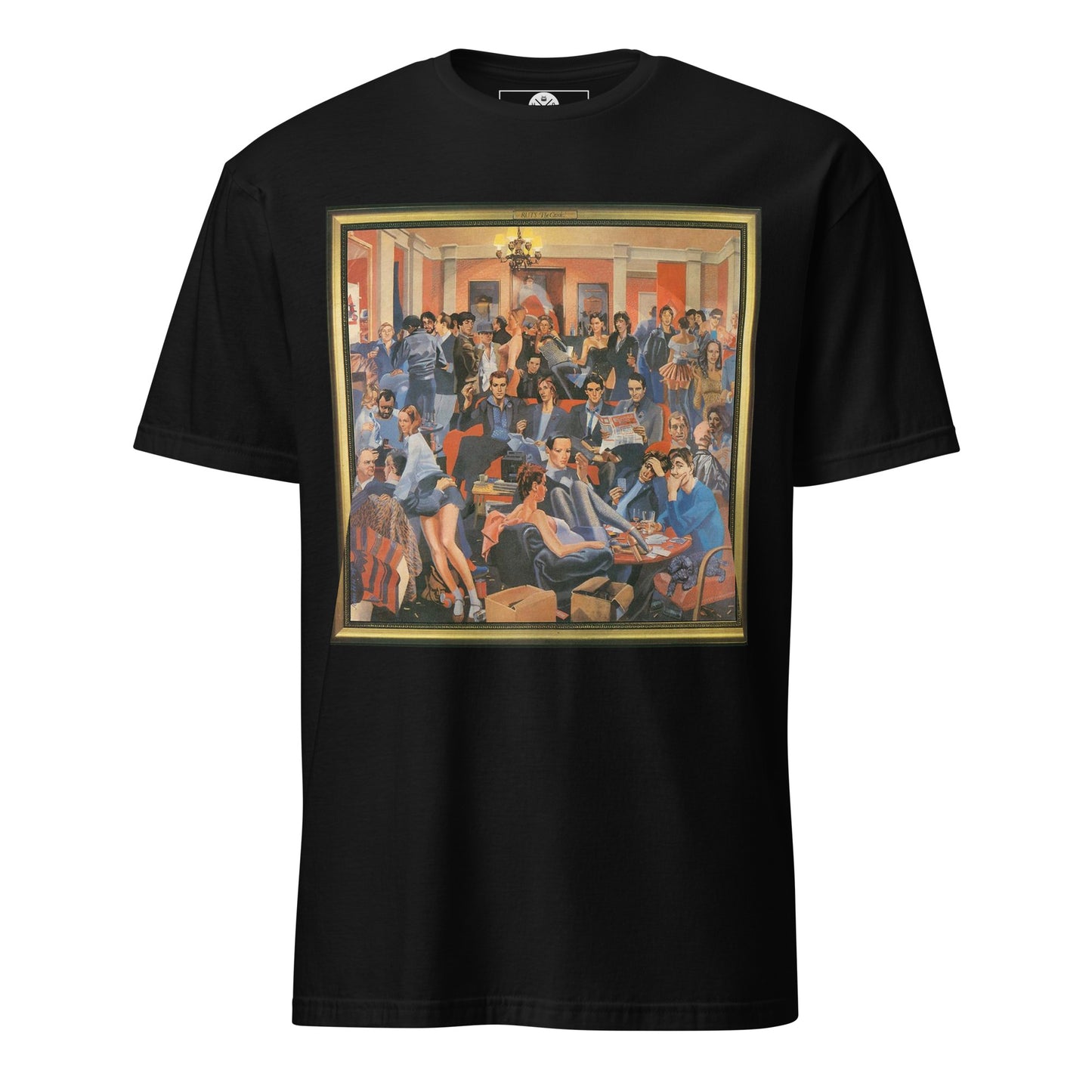 The Ruts The Crack T-shirt featuring illustrated album artwork with a crowded late-70s interior scene Black t