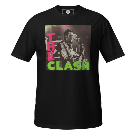 The Clash Train In Vain UK Tour T-Shirt featuring live performance artwork inspired by the London Calling era. black