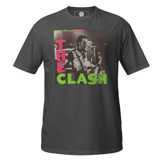The Clash Train In Vain UK Tour T-Shirt featuring live performance artwork inspired by the London Calling era. Graphite