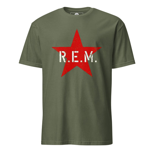 R.E.M. Red Star graphic T-shirt with bold vintage-inspired alternative rock design