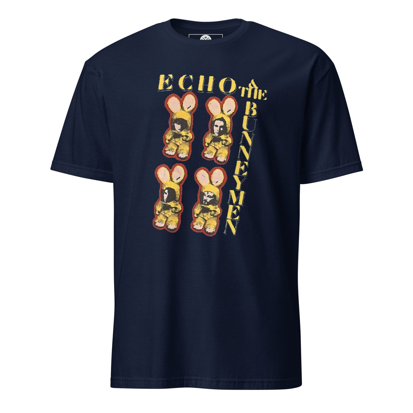 Echo & the Bunnymen graphic T-shirt front on navy cotton