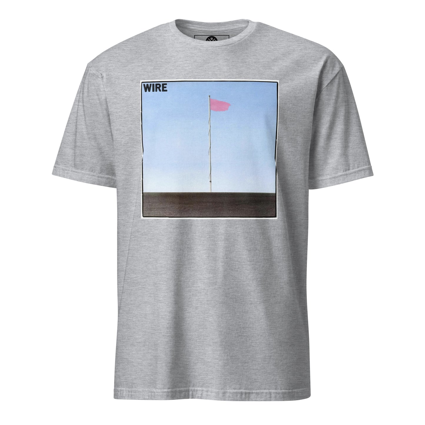 Wire Pink Flag graphic T-shirt front on sport grey cotton