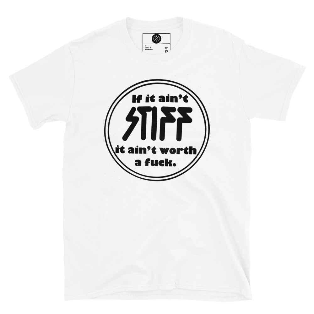 Stiff Records If It Ain’t Stiff graphic T-shirt front on white cotton