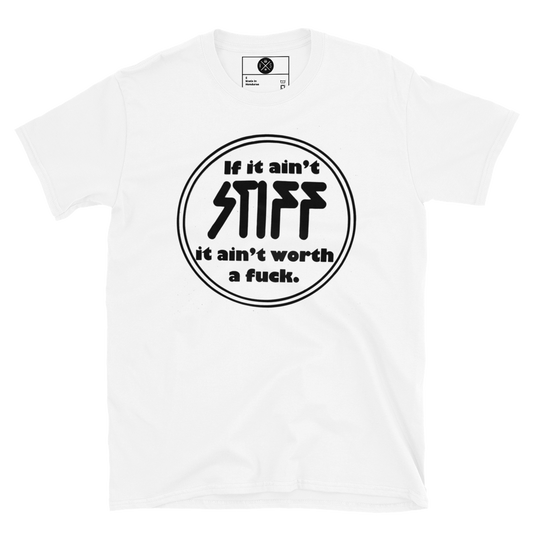 Stiff Records If It Ain’t Stiff graphic T-shirt front on white cotton