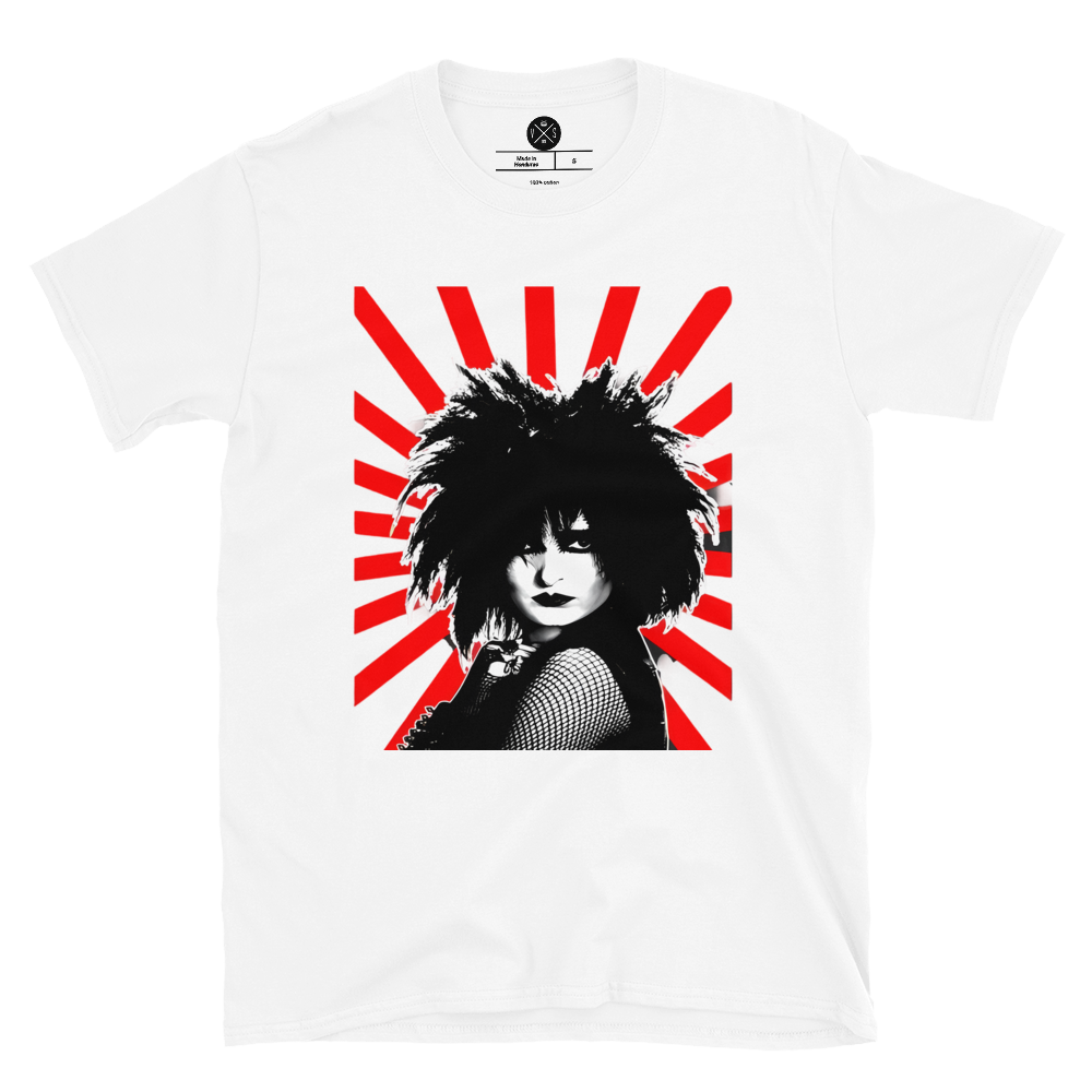 Siouxsie and the Banshees Rising Sun graphic T-shirt front on white cotton